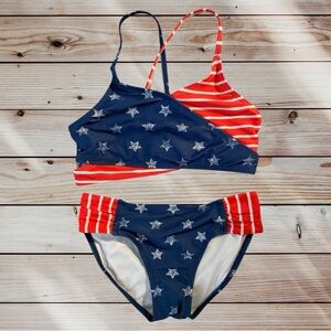 art class Patriotic Stars & Stripes Swim Set, Girls Size Medium (7/8)